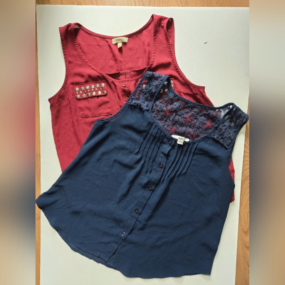 Women's Sleeveless Tops - Burgundy and Navy